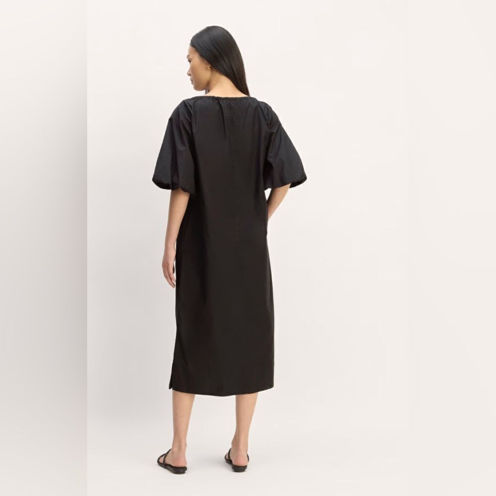 New Everlane The Supima® Puff-Sleeve Dress in Black Size M - Picture 2 of 13